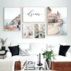 Картина на холсте, Италия, постер с изображением побережья Амальфи, цветов, природы, ландшафта, морского пляжа, скандинавской мечты, настенные картины для детской комнаты
