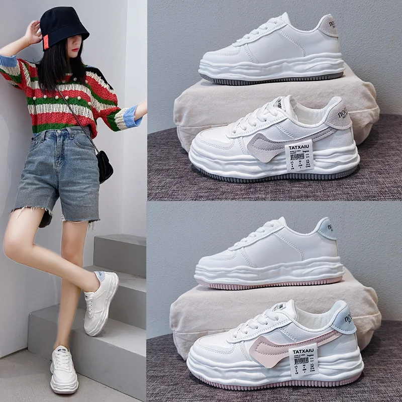 Han edition breathable white shoe female ins tide large base of new fund of 2021 autumn heighten students running recreationa