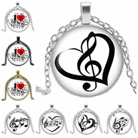 initial necklace love notes glass convex pendant necklace music lovers when assembling necklace pendant
