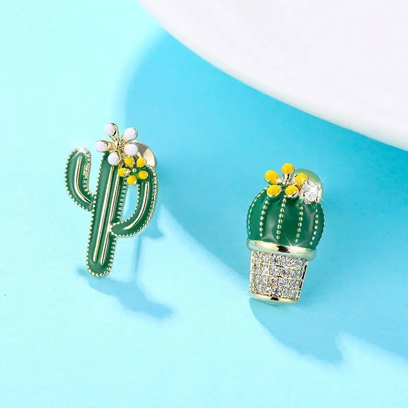 Jouval милые маленькие кактус серьги гвоздики для женщин девушка Рождество сладкий