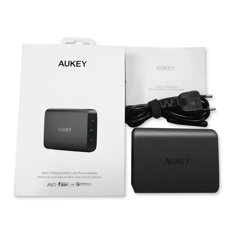 Зарядное устройство AUKEY сетевое с 3 USB-портами 74 5 Вт 46 PD 0 и 18 | Мобильные телефоны