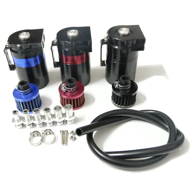 

SPSLD Baffled Aluminum Oil Catch Can Reservoir Tank / Oil Tank With Aluminum Ring And Air Filter Universal 300ML