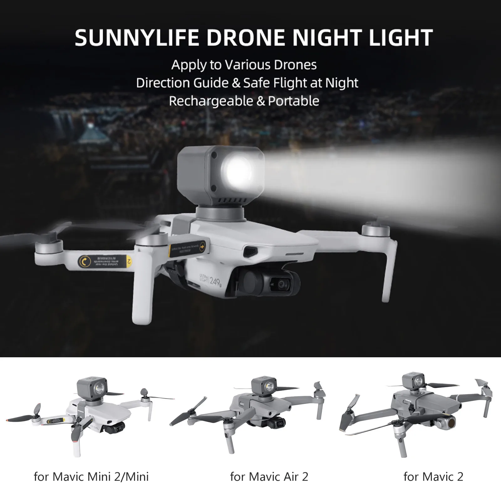 

Sunnylife Mini2 / Royal 2 / Royal Air2 Searchlight Mount Bracket Drone Night Aerial Photography Fill Light Four Styles