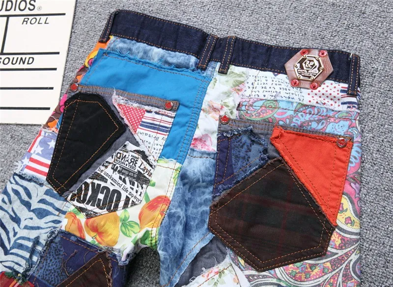 

2020 new fashion brand small straight tube Slim Fit Jeans European and American colorful cloth splicing washed jeans pants 247#
