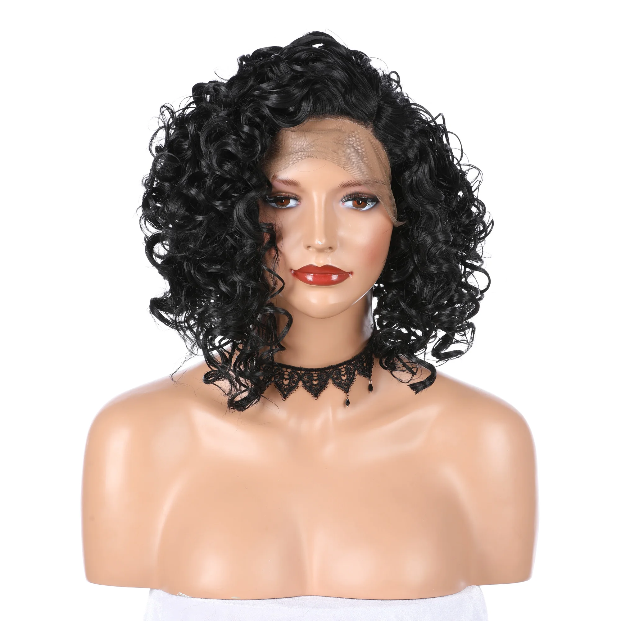 

180%Density 26Inch Jet Black Soft Kinky Curly Glueless Remy Lace Front Wig High Temperature For Women With Baby Hair Daily Wigs