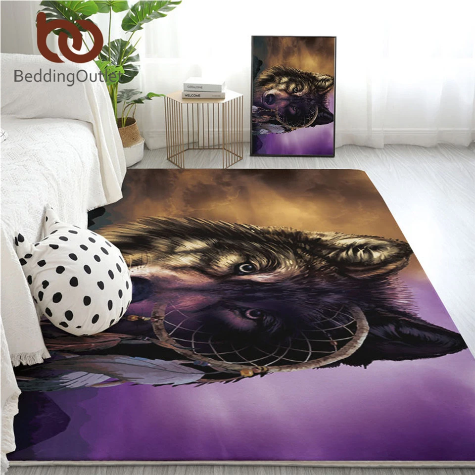 

Постельное белье Outlet волк большой ковер для гостиной Ловец снов области ковер Фиолетовый Коричневый Животное нескользящий коврик 152x244 см Прямая поставка