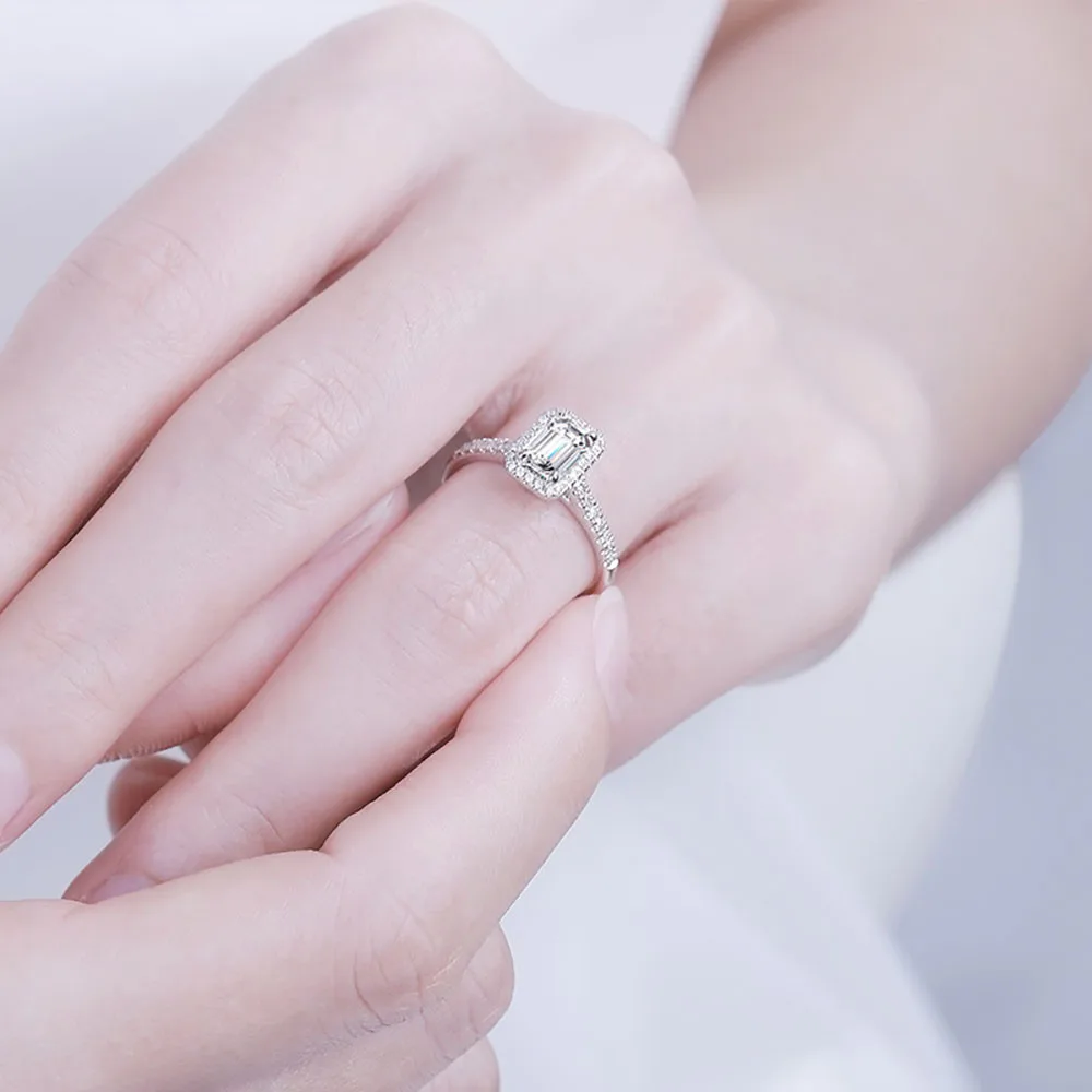 

Classic 925 Sterling Silver Simulate Moissanite Diamonds Crystal Gemstone Engagement Wedding Women's Ring Fine jewelry Wholesale