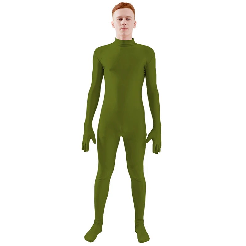 Army Green Ensnovo, мужской костюм из лайкры и спандекса, водолазка, костюм для йоги, Одежда для танцев, цельный костюм на заказ, костюм для костюмированной вечеринки - Цвет: Army Green