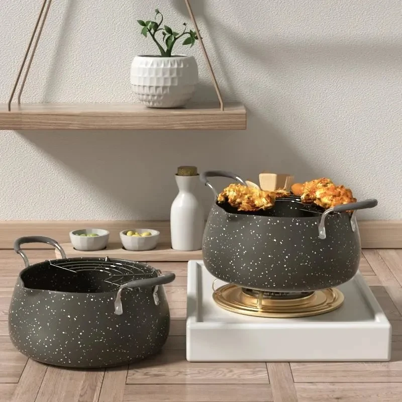 

Fryer Tempura Oil Pan Small Household Mini Thickened Non-stick Small Fryer Smokeless Fuel-saving Gas Cookware Frying Pan Wok