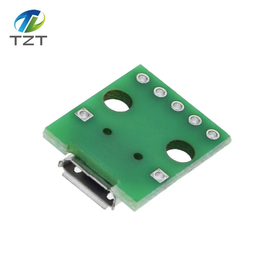 TZT MINI MICRO USB Для DIP адаптера/USB разъем 2,54 мм 5pin Женский Разъем b Тип USB2.0 Женский PCB конвертер USB-01