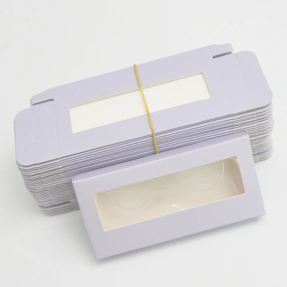 

Wholesale rectangle paper box eyelash packaging box 25mm mink eyelashes lavender makeup case lash packaging vendor fast shipping