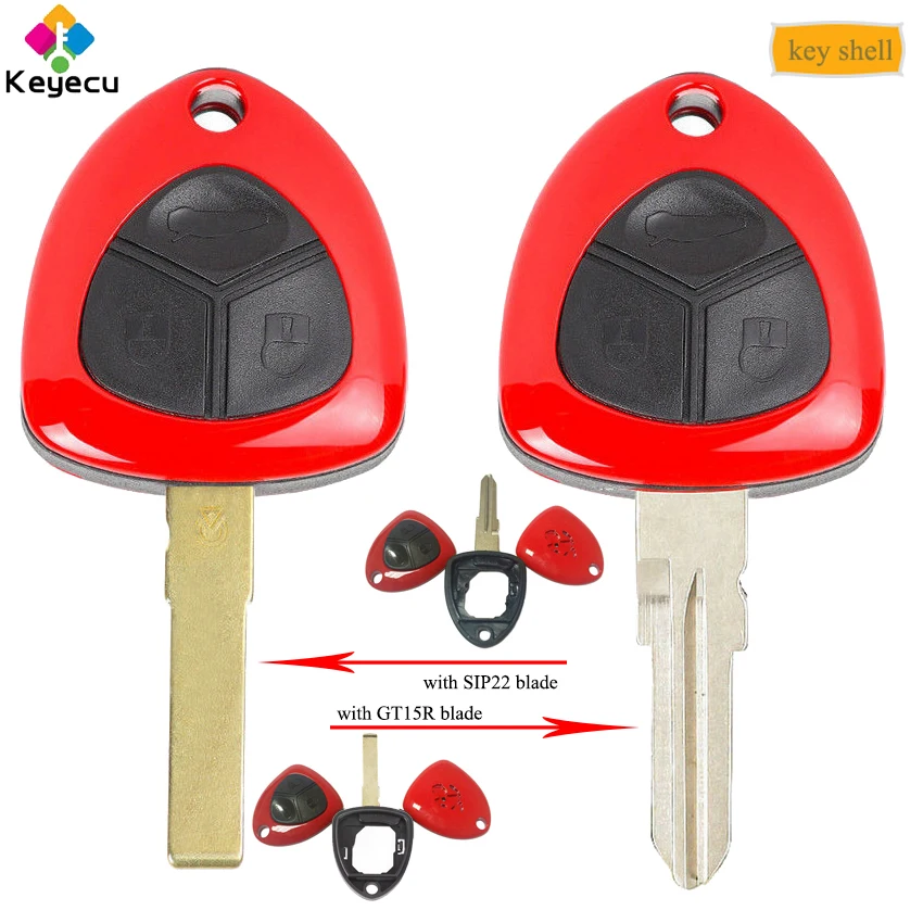 Брелок KEYECU для автомобильного ключа с 3 кнопками декодер SIP22/ GT15R Blade - FOB Ferrari 458 Italia