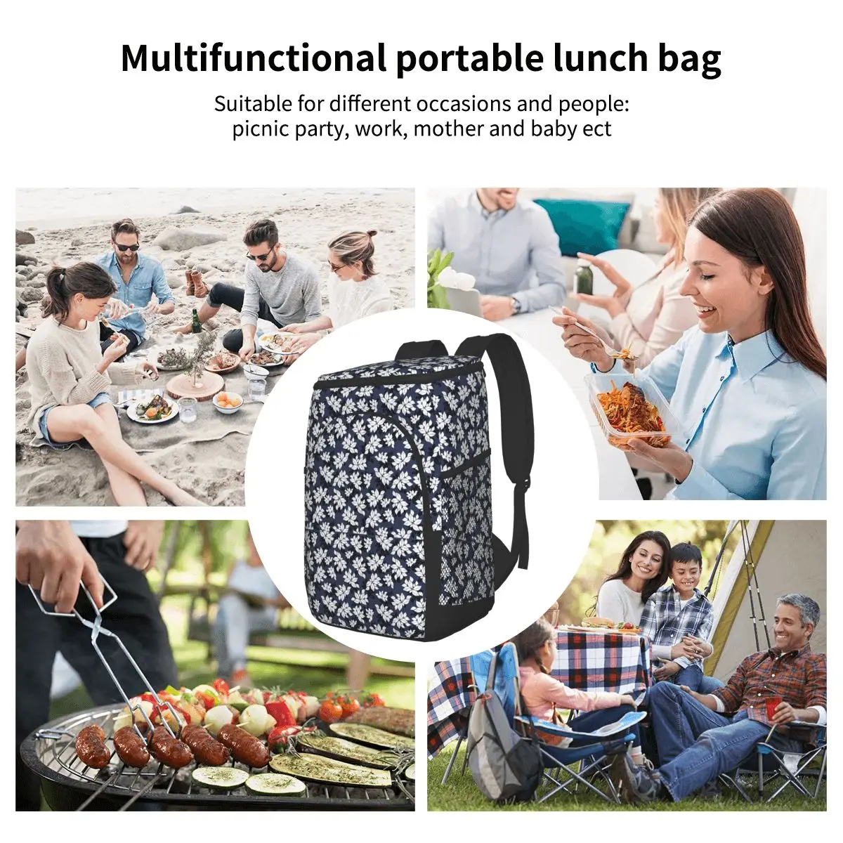

Thermal Backpack Waterproof Thickened Cooler Bag Large Insulated Bag Picnic Cooler Backpack Refrigerator Bag Floral Pattern