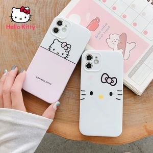 Hello Kitty Cartoon Cat Face Phone Case for iPhone13 13Pro 13Promax 12 12Pro Max 11 Pro X XS MAX XR 7 8 Plus Cover