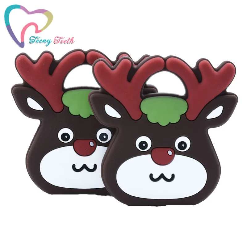 5 шт. Прорезыватель для зубов с рождественским оленем из мультфильма пищевая