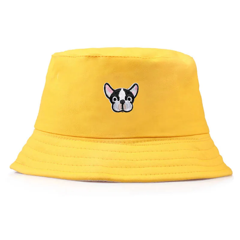 

Cartoon Dog Bucket Hat Adjustable Pet Embroidery Outdoor Sunscreen Caps