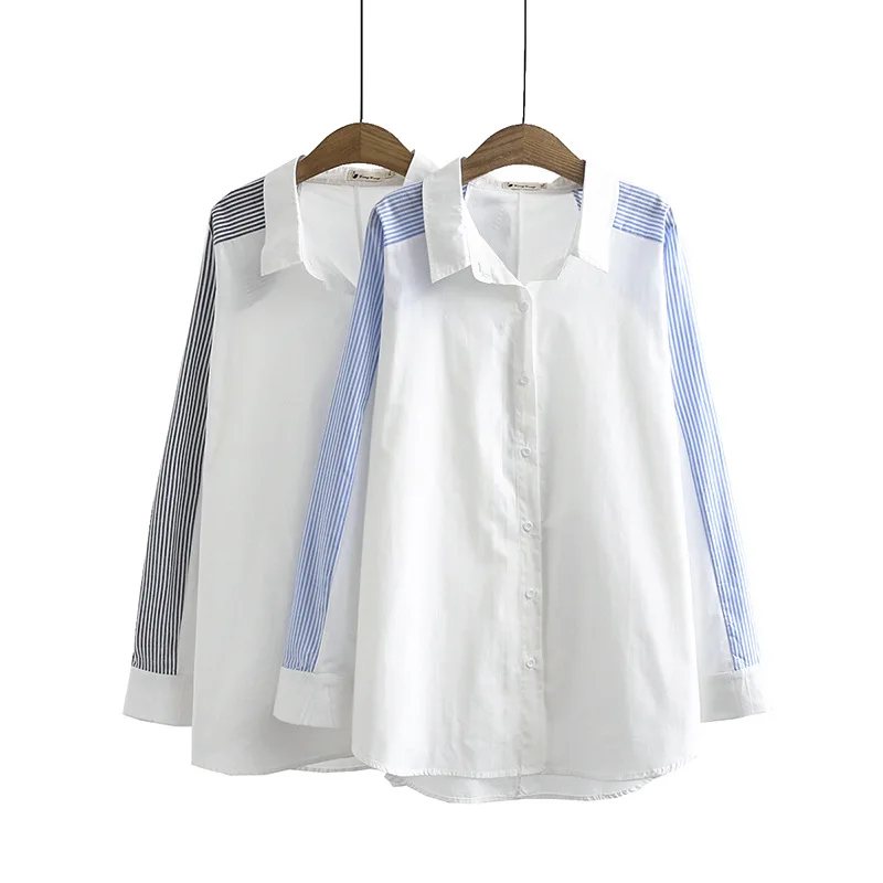 Осенние женские рубашки, женские топы, женские блузки с рукавом реглан, полосатая Свободная Женская одежда, J8 601 от AliExpress WW