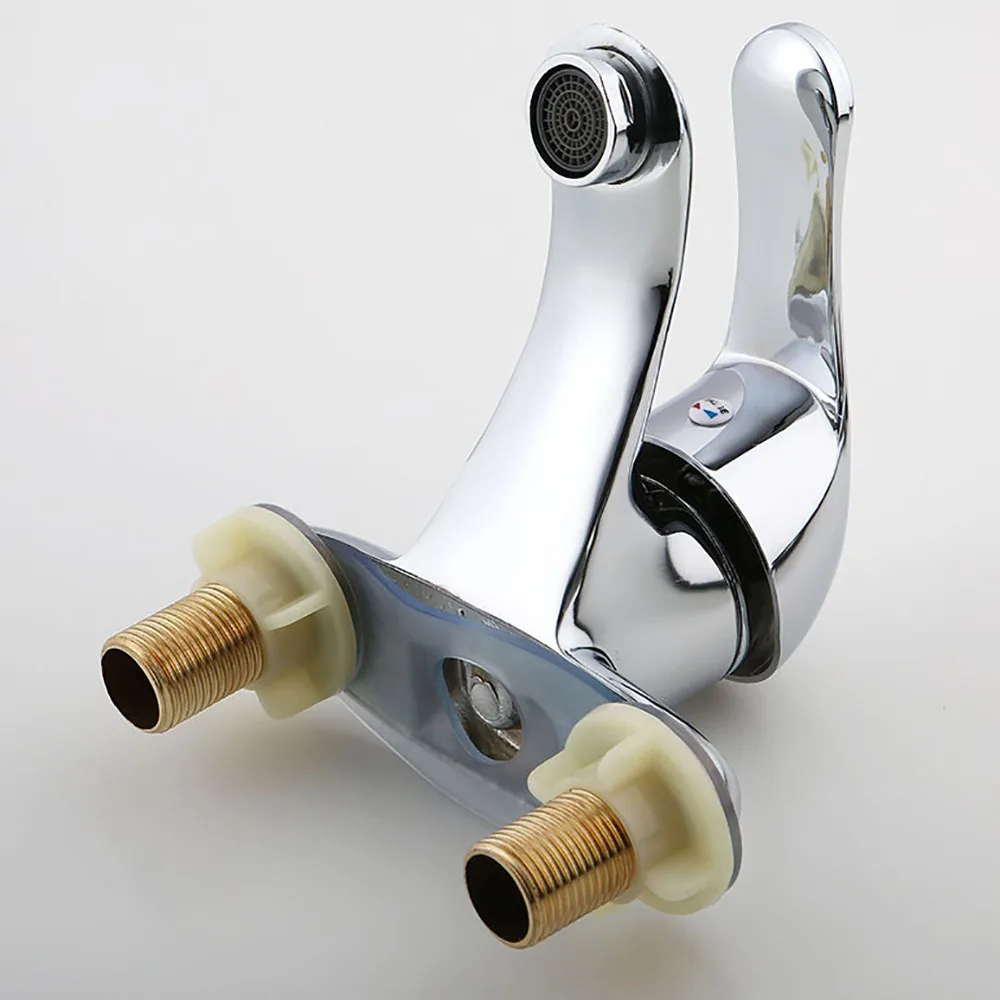 

Zinc Alloy Double Couplet Bathroom Faucet Hot and Cold Water Basin Single Holder Dual Hole Base Bathtub Sink Faucet Wash Basin