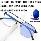 Популярные очки с защитой от синего света для мужчин и женщин, модные компьютерные оптические очки, очки с защитой от излучения, титановые + 175 225