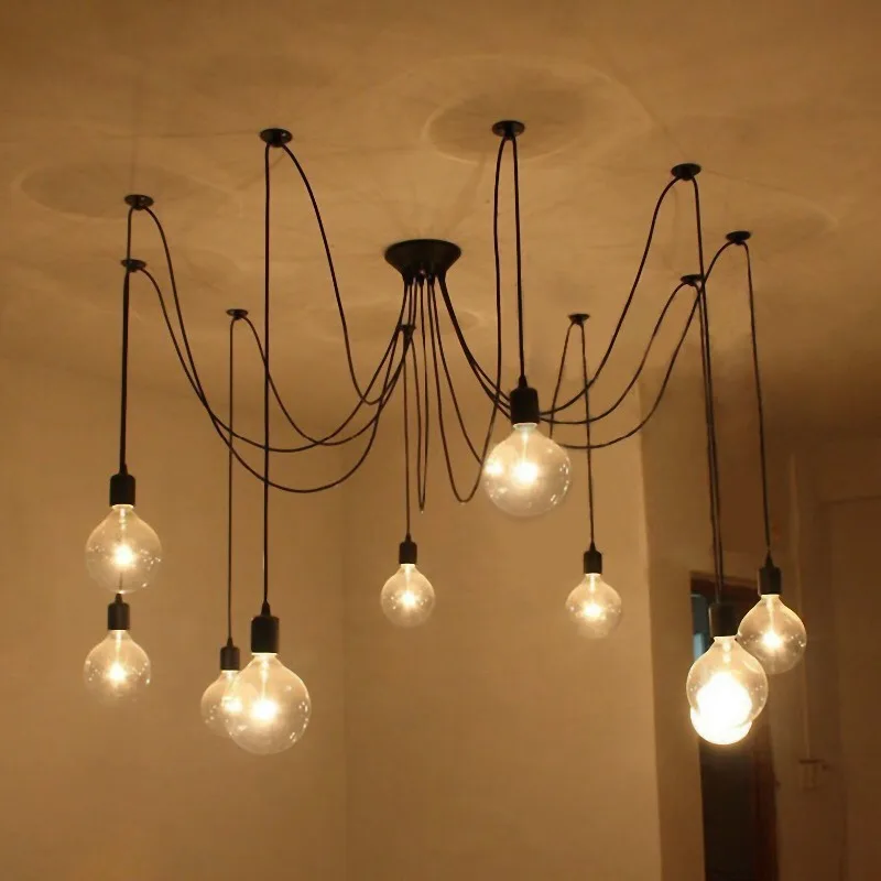 

Modern Nordic Chandelier Spider Retro Edison Light Bulb hanging ceiling lamps Vintage Loft Antique Hanging Lamp Fixture WF1116