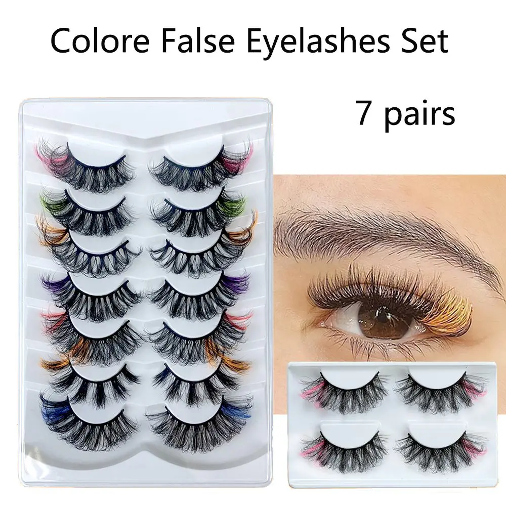 

NEW 7pairs Colored Lashes 16Styles 3d Mink Lashes Wholesale Dramatic Colorful Natural Eyelashes Extension Make up Fake Eyelashes