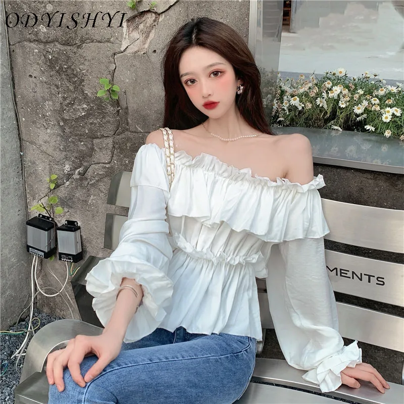 

Women Elegant Slash Neck Loose Spliced Top Female Spring New Fashion Butterfly Sleeve Tees Ladies Solid Color T-Shirt ML273