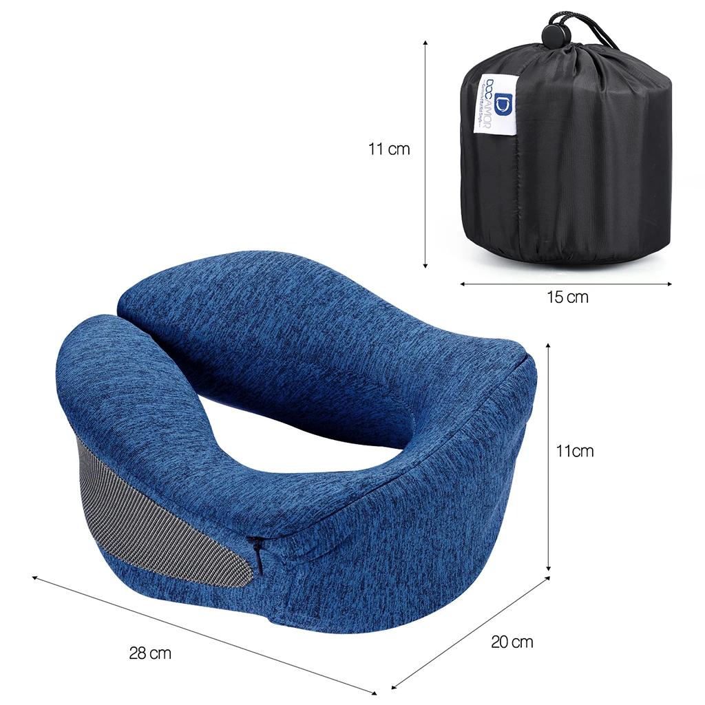 Memory Foam Travel Neck Pillow U-Shaped Support Headrest Adjustable Size Plane Train Car Bus Office Napping With Cover | Дом и сад