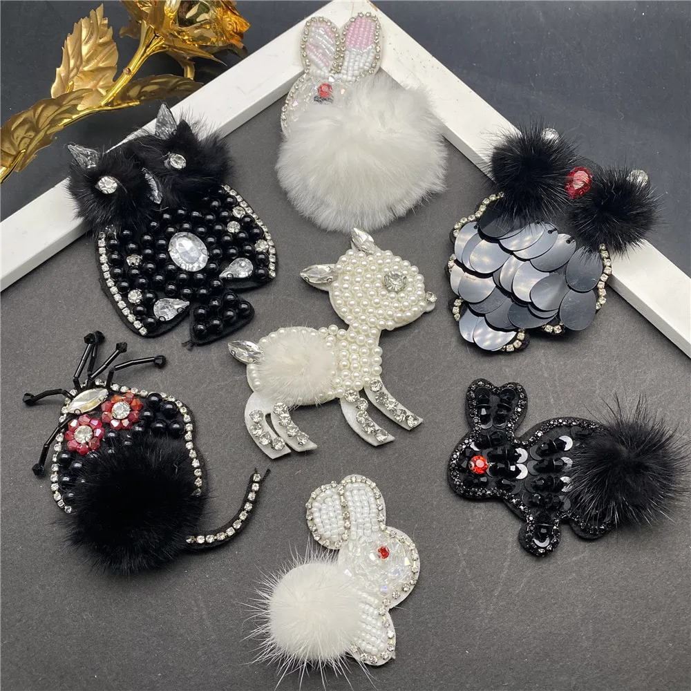 3D Стразы ручной работы украшенные бисером и кристаллами нашивки с животными