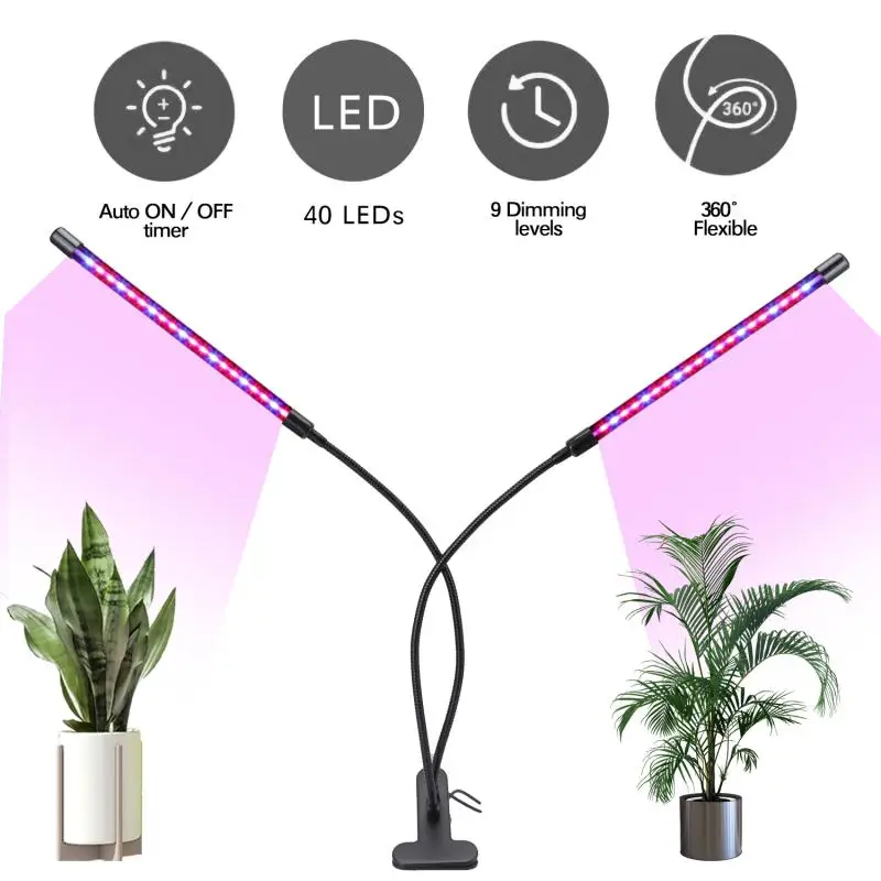 

Two-head LED Grow Light USB LED Plant Lamp Full Spectrum Phyto Lamp For indoor Vegetable Flower Seedling