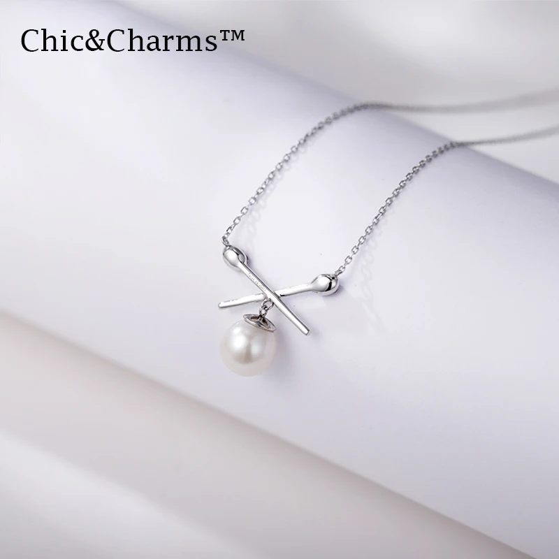 Chic &amp Charms 9K 14K настоящие рубиновые ожерелья из белого золота с жемчугом модные