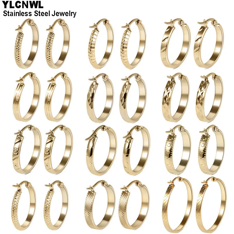 Золото Цвет нержавеющая сталь круглые серьги-кольца для женщин девушек