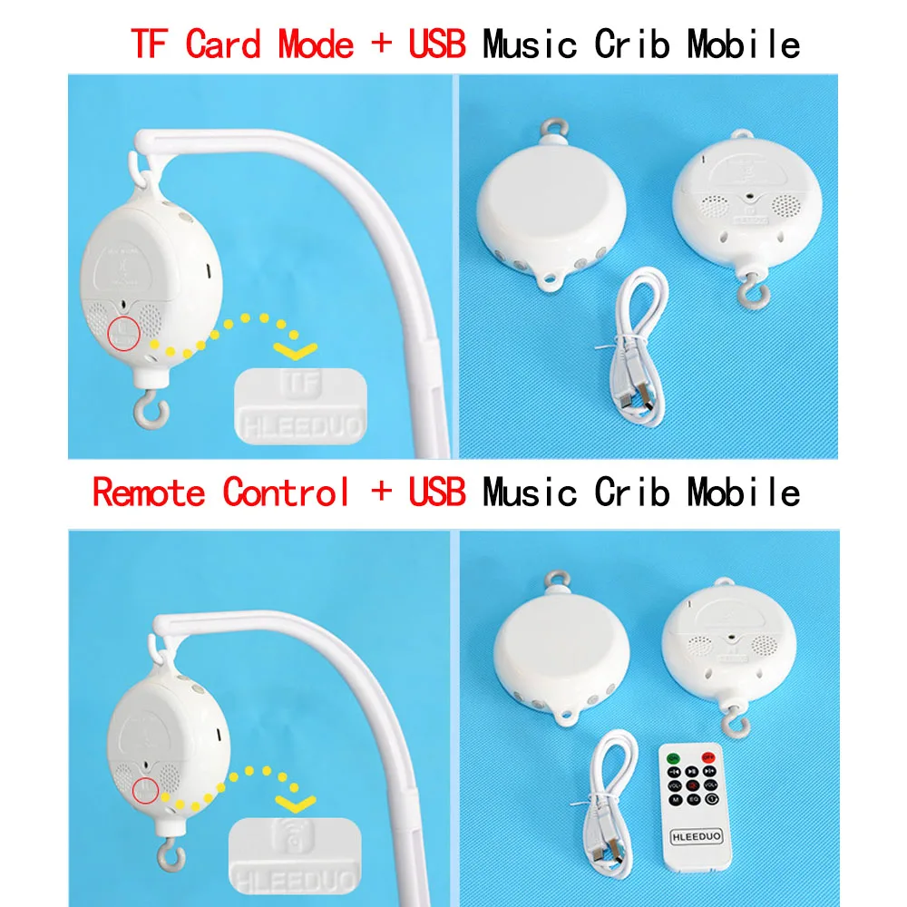 13Pcs Bear Baby Rattles Crib Mobile White Rattles Bracket Set 0-12M Baby Toys Remote Controll Clockwork Music Box Bed Bell Toy