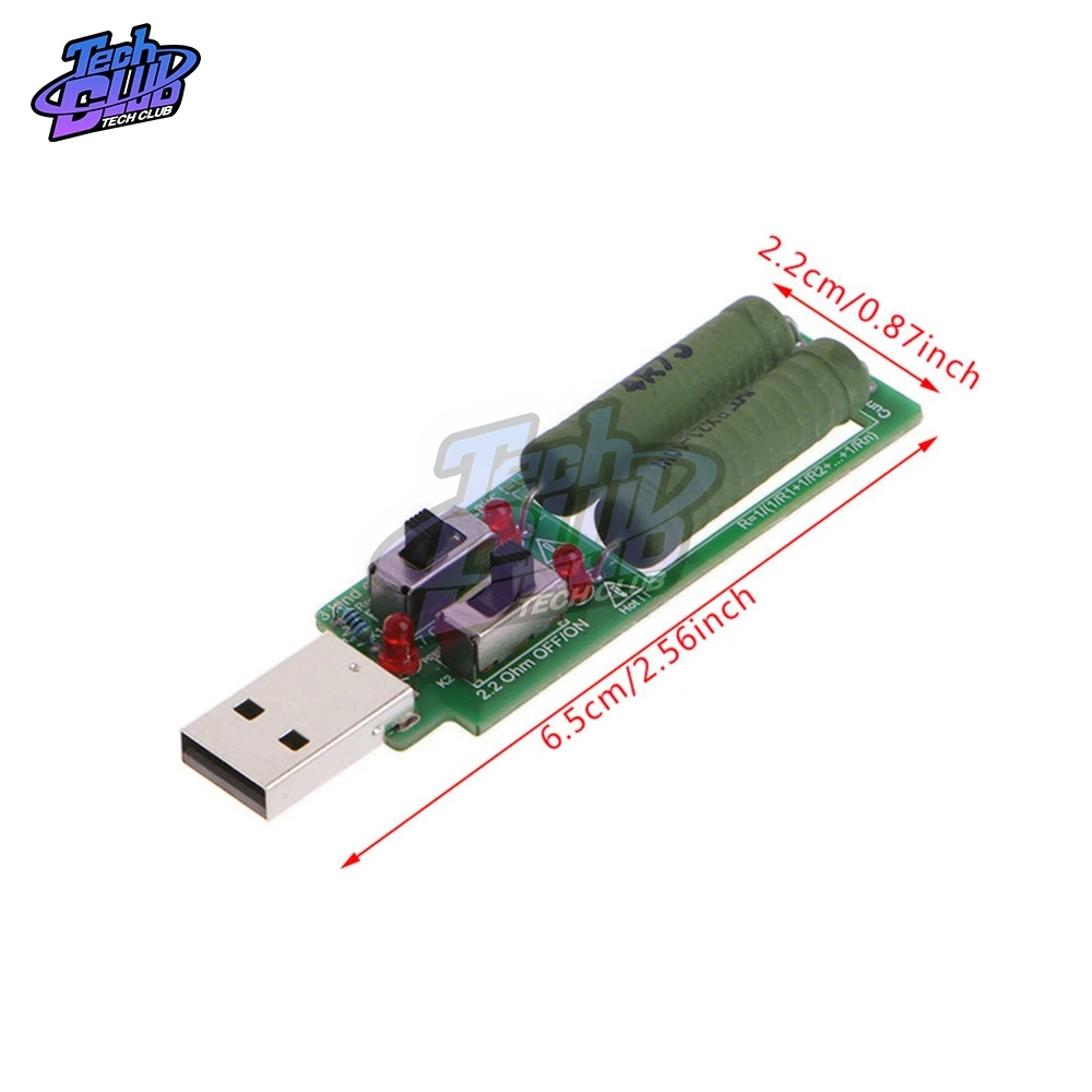 5V USB resistor dc electronic load With switch adjustable current 1A/2A/3A battery capacity voltage discharge resistance tester |