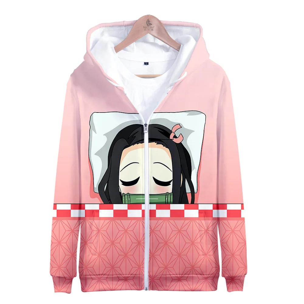 

2020 New 3D Demon Slayer: Kimetsu No Yaiba zipper Hoodie Kamado Tanjirou Kamado Nezuko Sabito Iguro Obanai Hooded Sweatshirts