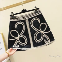 new ladies temperament high waist handmade lace embroidered skirt slim fit all match a line skirts for women 2021 spring