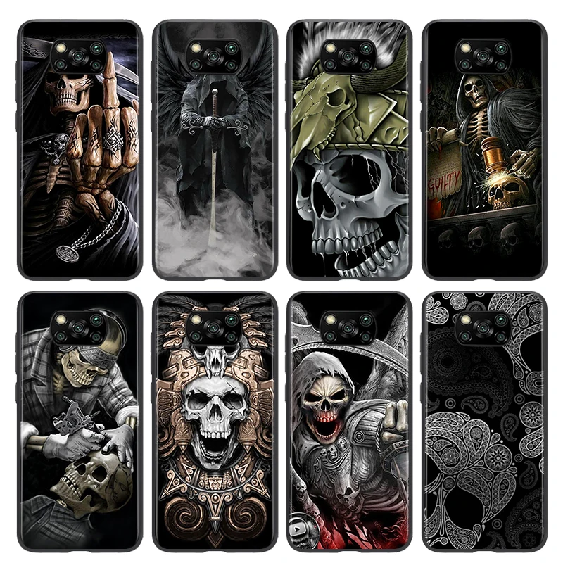 

Grim Reaper Skull Skeleton For Xiaomi Mi Poco Play Mix 3 A2 A1 6X 5X X3 NFC GT M3 M2 X2 F3 F2 Pro C3 F1 Black Soft Phone Case