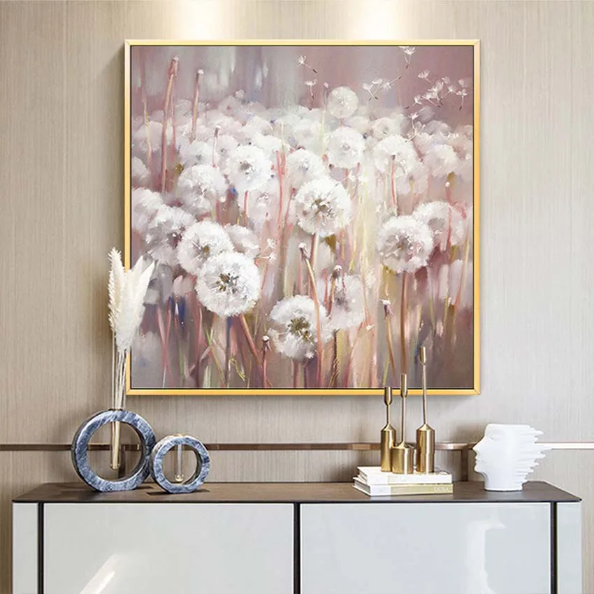 Уникальный дизайн ручная роспись маслом на холсте рисунок одуванчика для дома