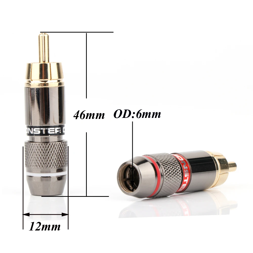 Hifi 8 шт RCA штекер позолоченный 6 мм Мужской Двойной самоблокирующийся Лотос