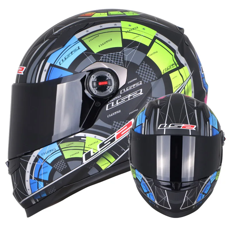 LS2 FF358 полный уход за кожей лица moto rcycle шлем Alex Barros moto cross racing casco moto capacete ls2 ECE утвержден - Цвет: Roulette smoke visor