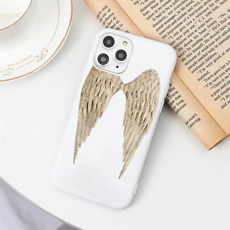 

Angel demon feather wings Phone Case White Candy Color for iPhone 11 12 mini pro XS MAX 8 7 6 6S Plus X SE 2020 XR