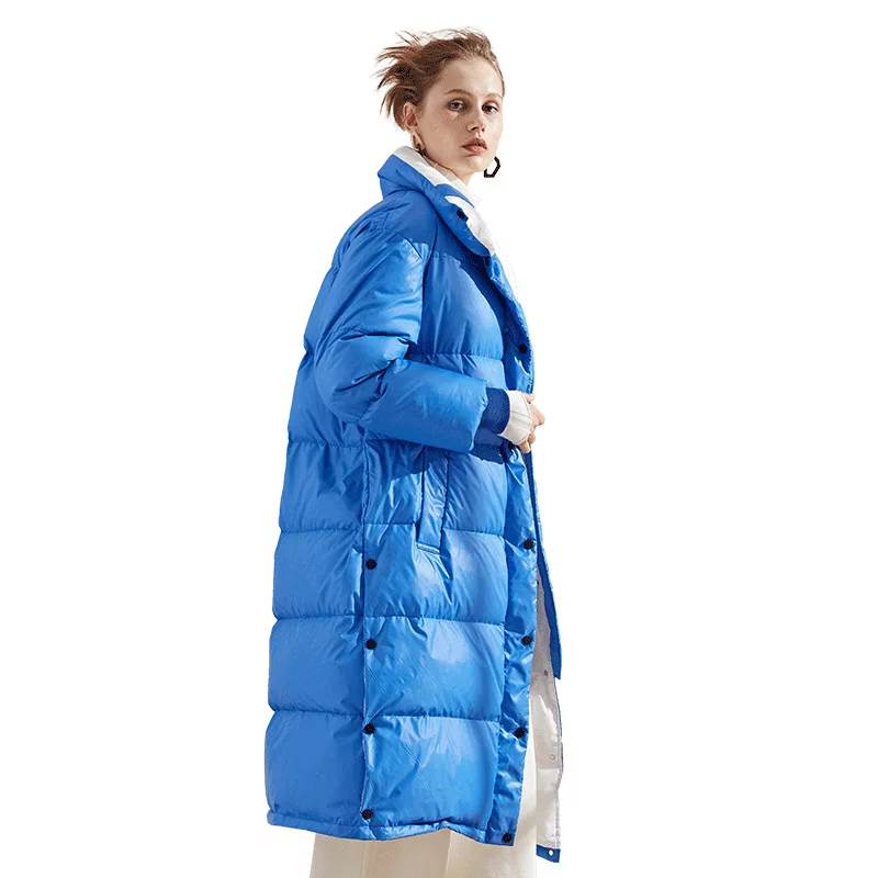 

Ladies Duck Down Jacket Winter Warm Coat Fashion Lapel Sport Mid-length Lightweight Down Long Sleeve Down Jacket Women for 2020