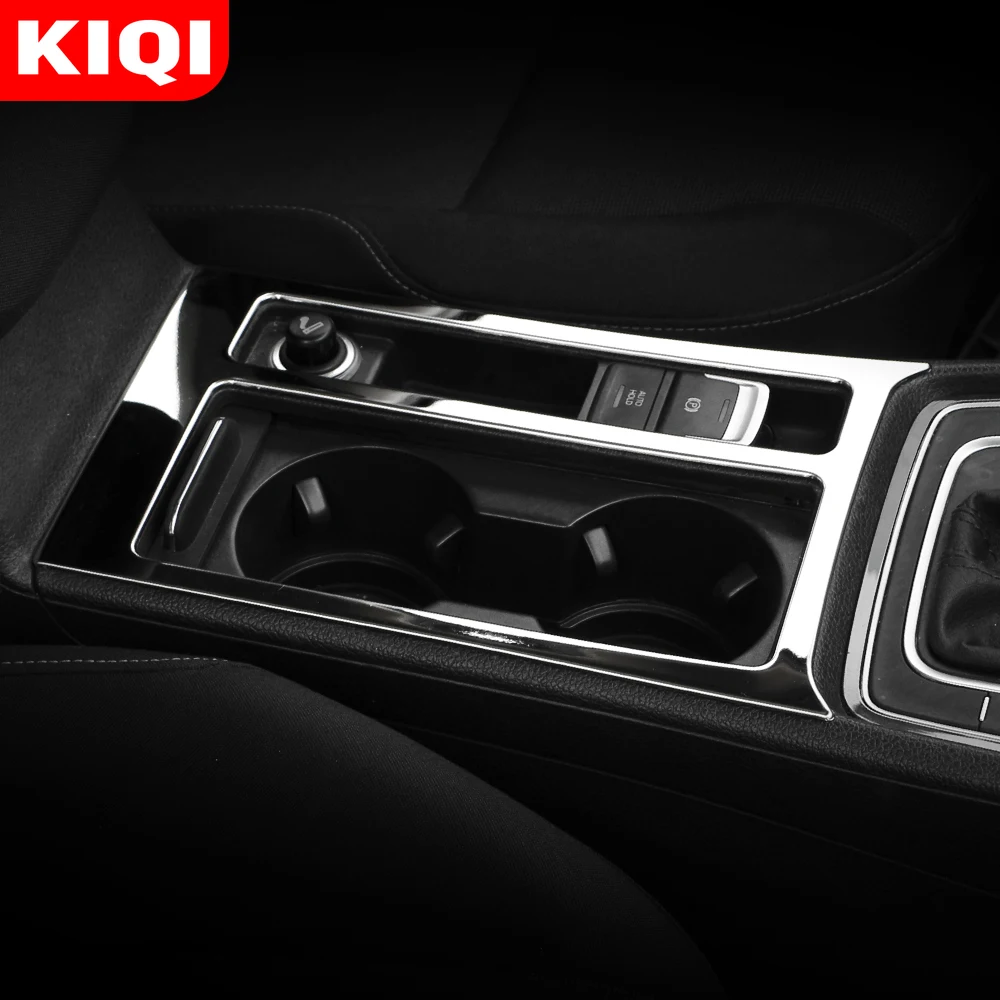 KIQI Stainless Steel Car Styling Water Cup Holder Panel Cover Trim Sticker for VW Golf 7 MK7 VII MK7.5 LHD 2012-2019 Accessories