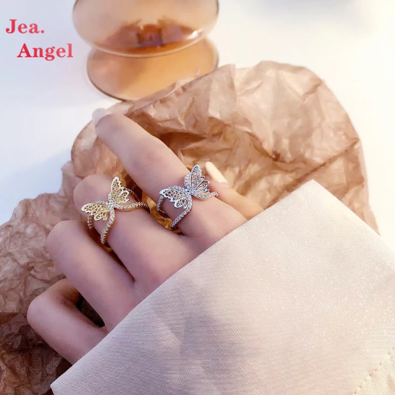 

Кольцо Jea.Angel из серебра 925 пробы с трехмерной бабочкой из циркония, женское модное уникальное легкое роскошное изысканное вечерние велирное...