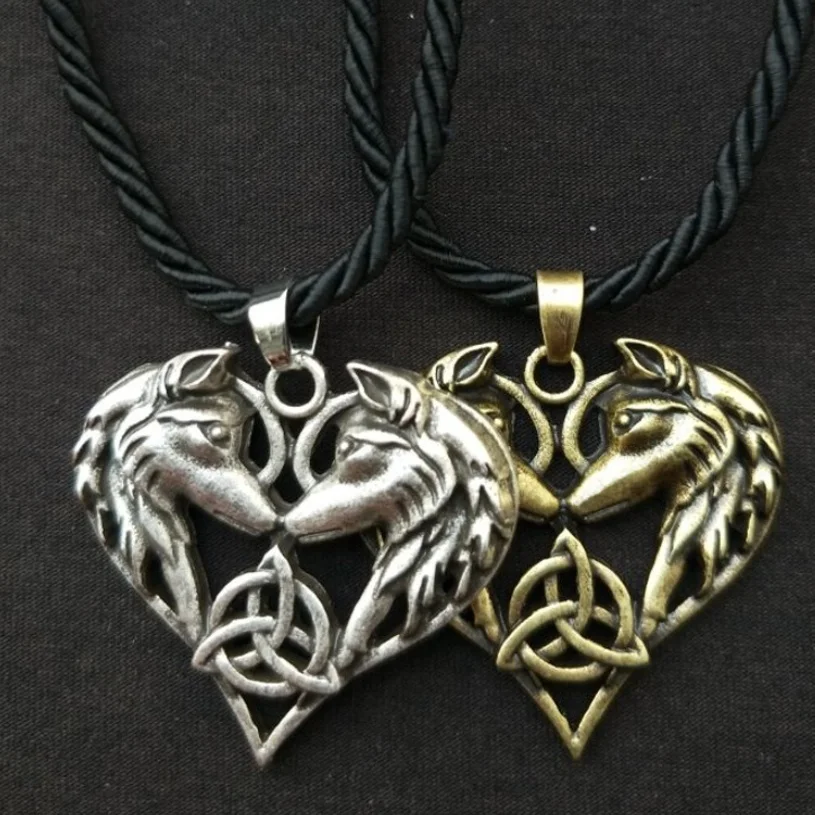 Тенденции моды Личность бело серые волк любовь классический ретро кулон пара