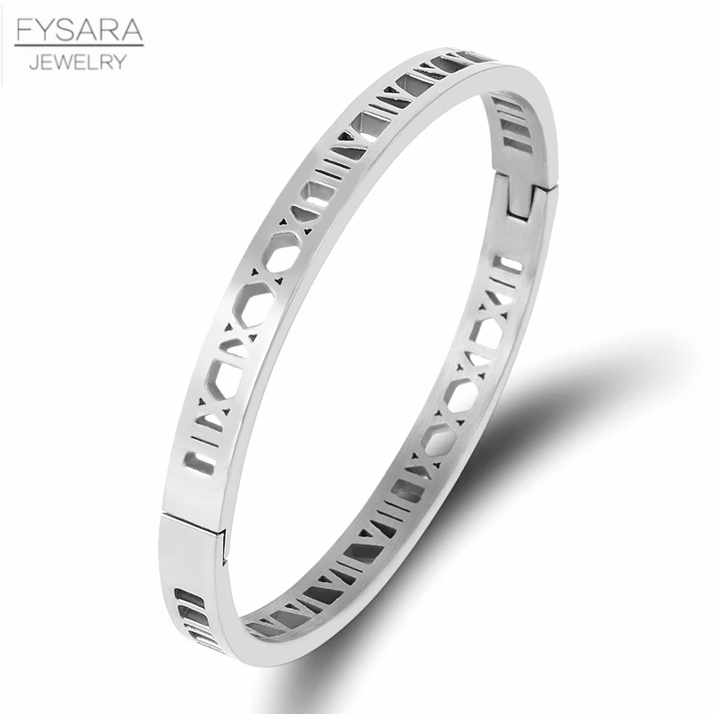FYSARA, геометрические, полые, римские цифры, браслет для женщин, ювелирное изделие, нержавеющая сталь, браслет, золото, серебро, роскошный бренд, бижутерия, подарок