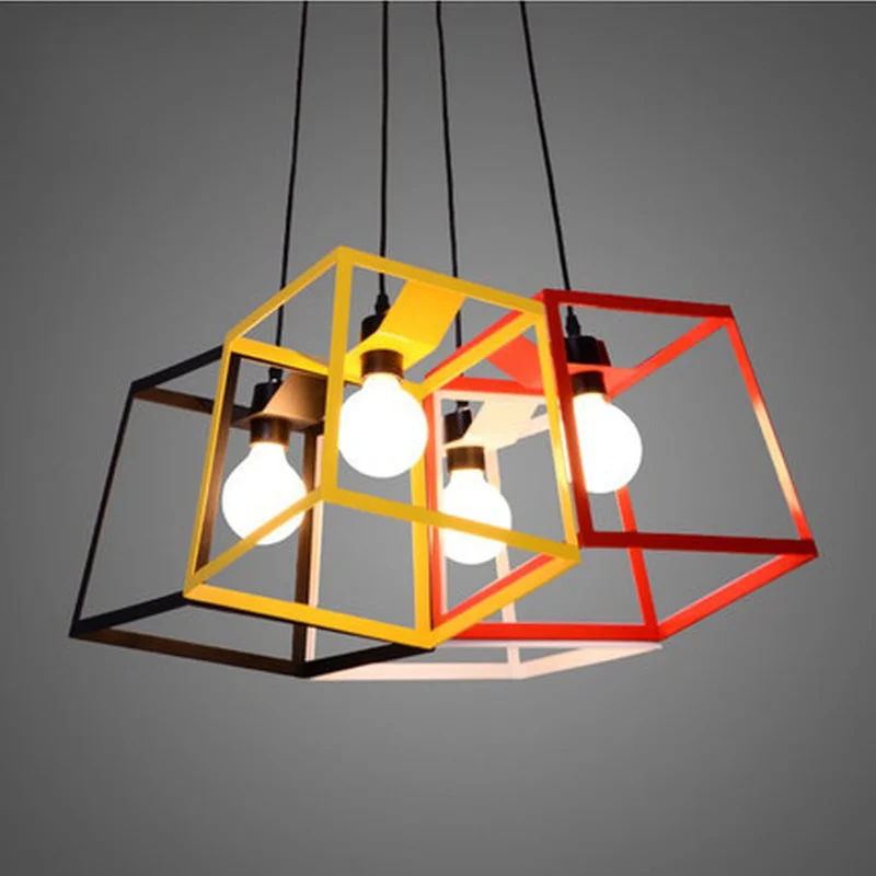 Современный кубический подвесной светильник с рамкой s геометрические люстры
