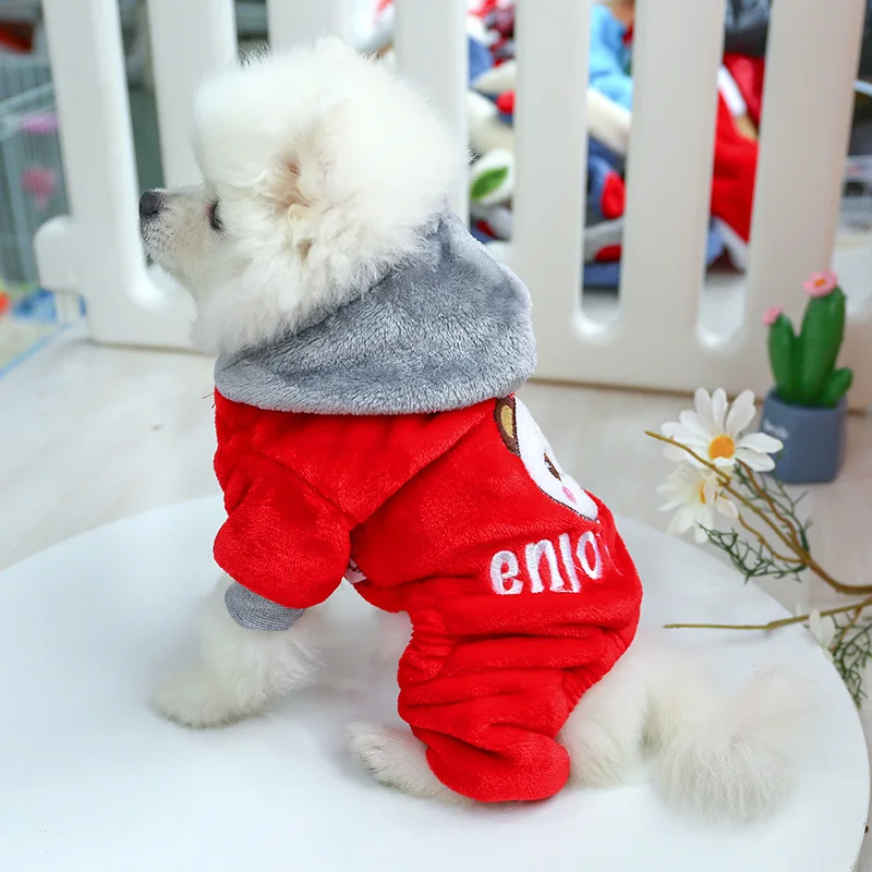 

New Fashion Pet Four-legged Winter Breathable Outerwear Puppy Thicken Fleece Warm Jumpsuit Coat Dog Down Jacket Pet Clothing