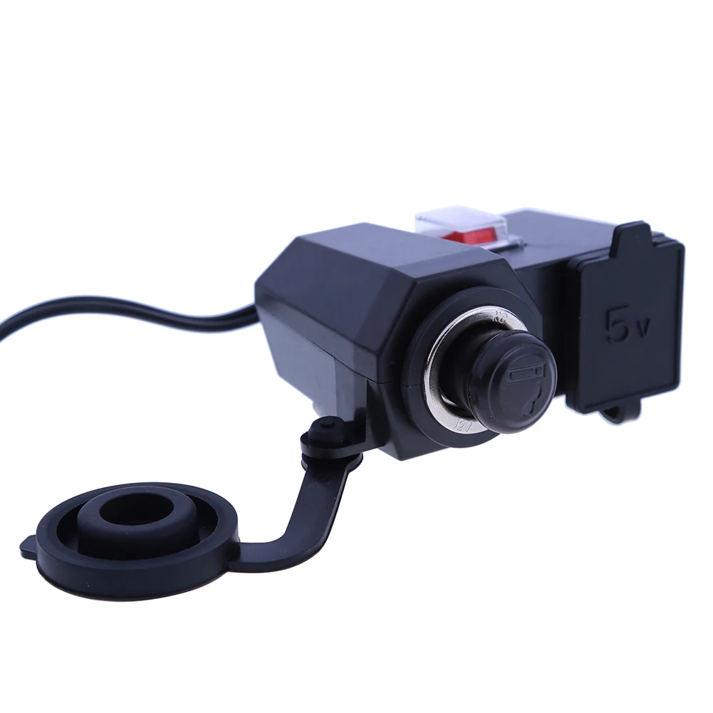 

USB Charger Handlebar Adapter 12V Outlet Voltmeter LED Digital Display for Motorcycle Campers with On Off Switch