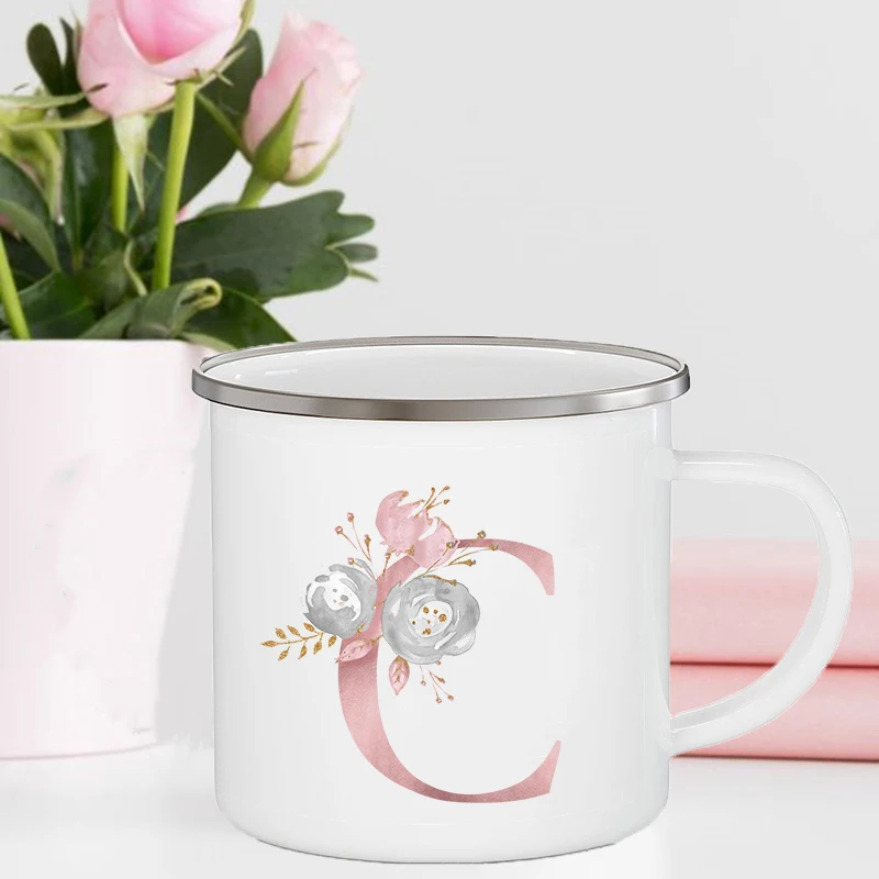 Розовые чашки с буквенным цветочным принтом для девичника виниловые кружки