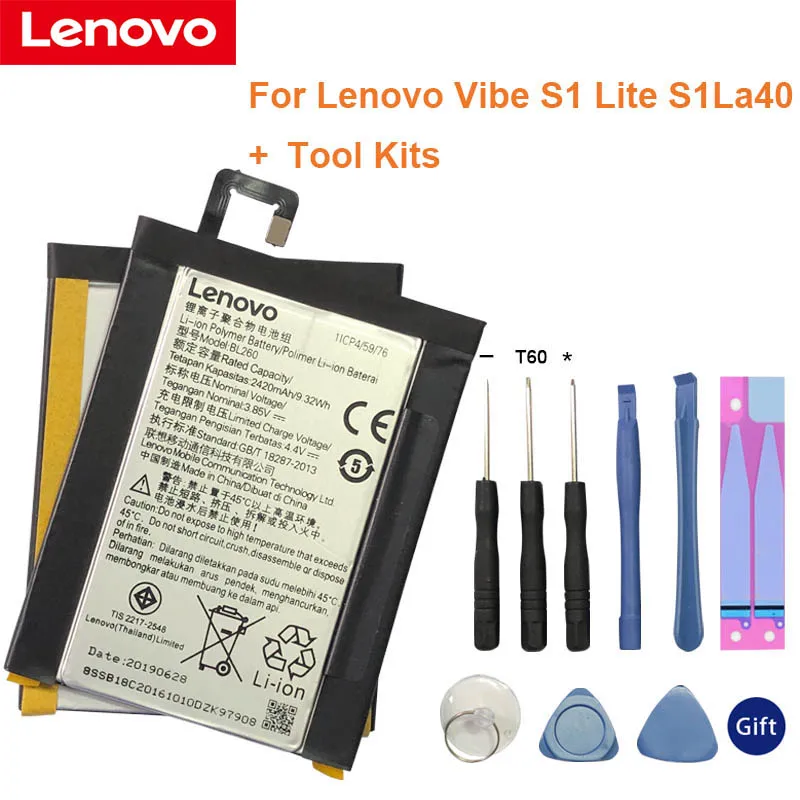 100% оригинал высокое качество 3 85 В 2420 мАч BL260 для Lenovo Vibe S1 Lite S1La40 VIBE S1c50 S1a40 BL250